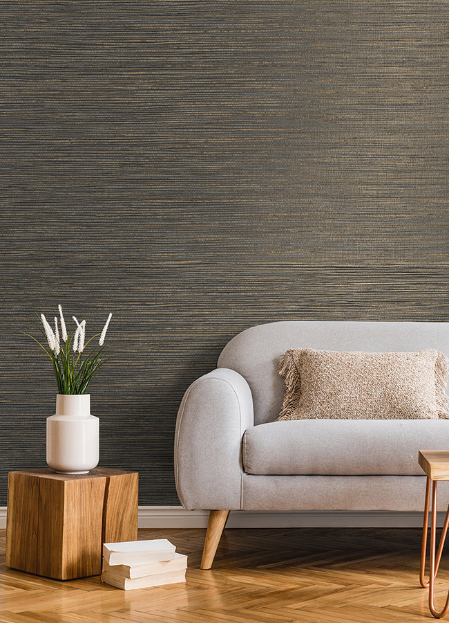 alton-black-faux-grasscloth-wallpaper-york-wallcoverings-4125-26716 - York Wallcoverings Papel pintado