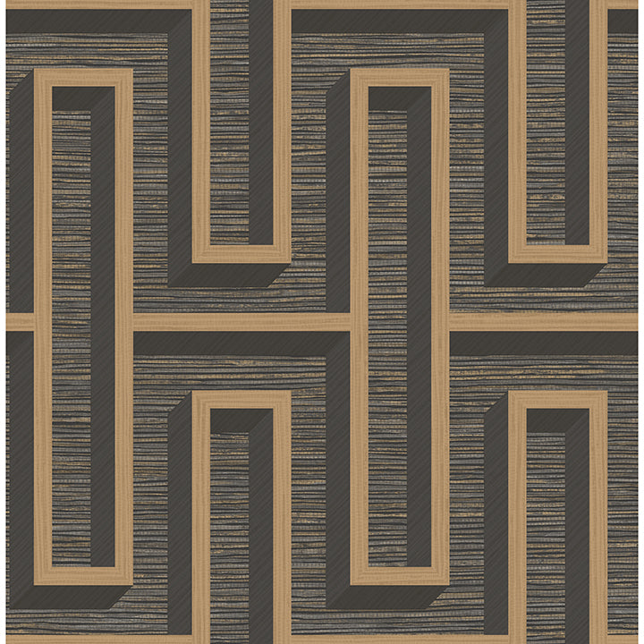henley-black-geometric-grasscloth-wallpaper-york-wallcoverings-4125-26722 - York Wallcoverings Wallpaper