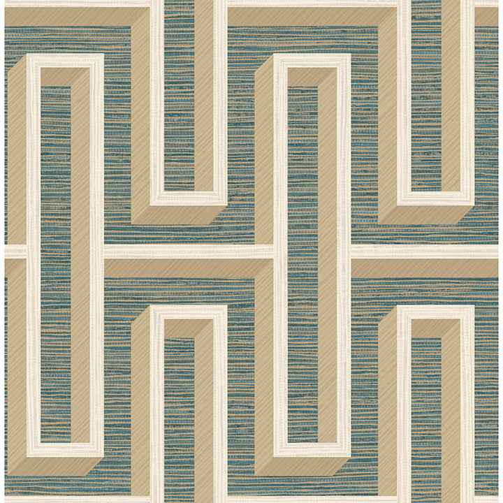 Henley Teal Geometric Grasscloth Wallpaper - York Wallcoverings - 4125-26723 - York Wallcoverings Wallpaper
