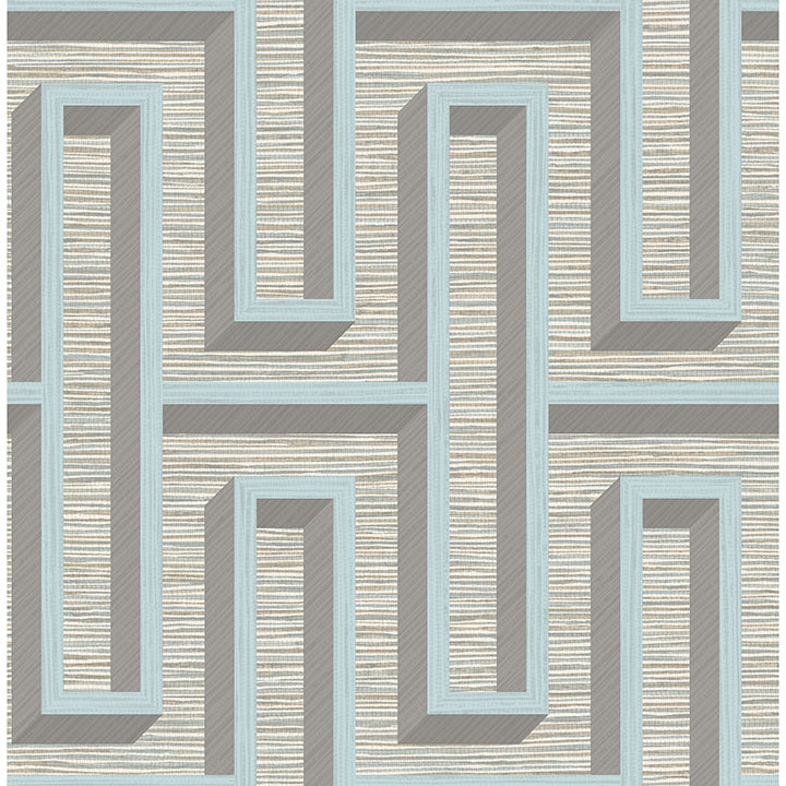 henley-light-blue-geometric-grasscloth-wallpaper-york-wallcoverings-4125-26724 - York Wallcoverings Wallpaper