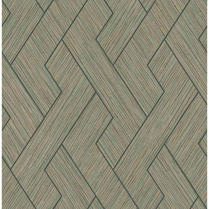 Ember Copper Geometric Basketweave Wallpaper - York Wallcoverings - 4125-26726