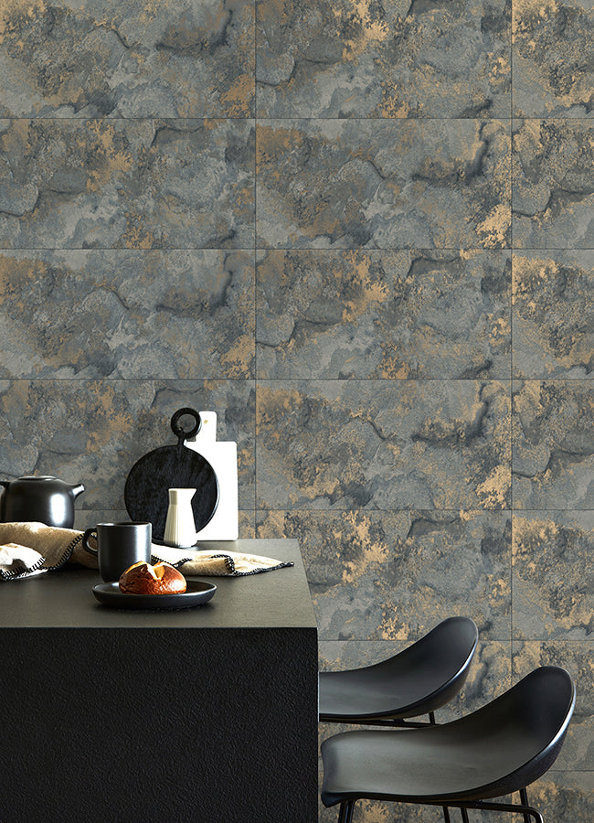 aria-slate-marbled-tile-wallpaper-york-wallcoverings-4125-26734 - York Wallcoverings Wallpaper