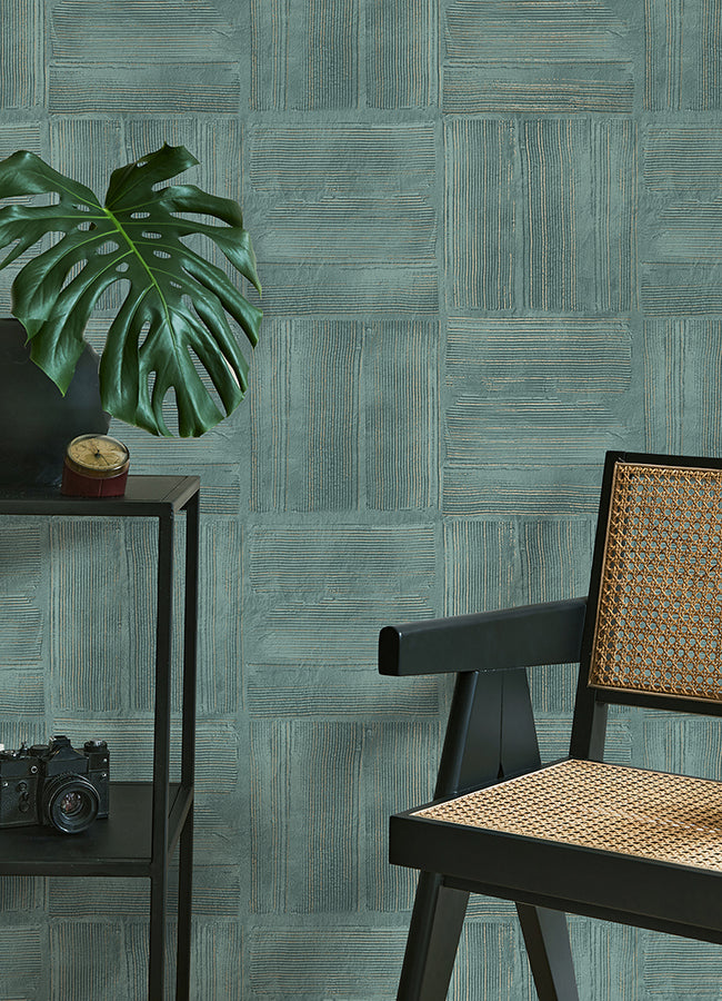 jasper-teal-block-texture-wallpaper-york-wallcoverings-4125-26737 - York Wallcoverings Wallpaper