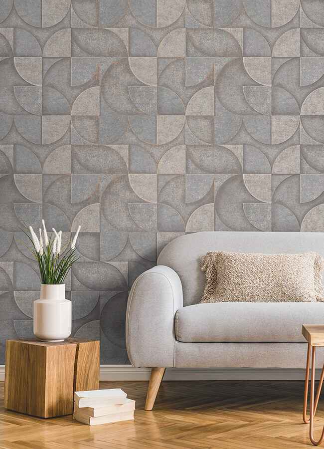 Addison Grey Retro Geo Wallpaper - York Wallcoverings - 4125-26749 - York Wallcoverings Wallpaper