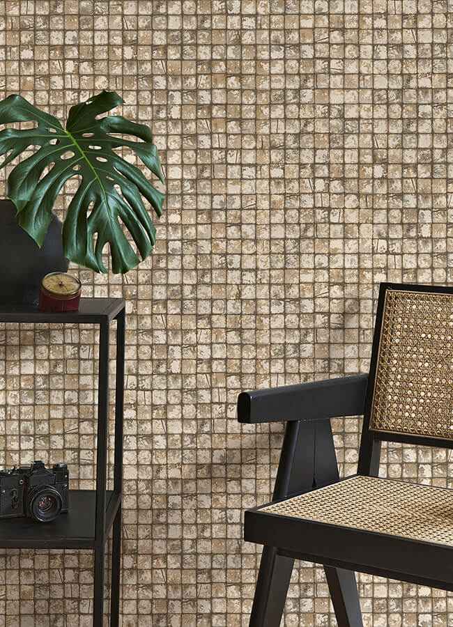 Kingsley Neutral Tiled Wallpaper - York Wallcoverings - 4125-26757 - York Wallcoverings Wallpaper