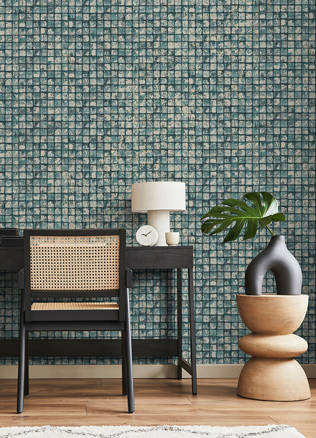 kingsley-blue-tiled-wallpaper-york-wallcoverings-4125-26758 - York Wallpaper Wallpaper