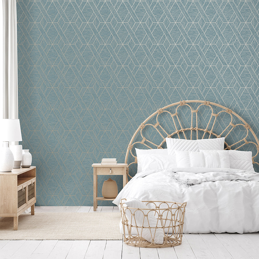 malcolm-teal-geo-wallpaper-york-wallcoverings-fd43154 - York Wallcoverings Wallpaper