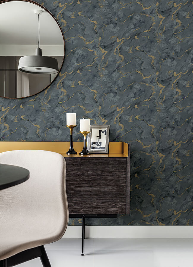 silenus-denim-marbled-wallpaper-york-wallcoverings-4105-86603 - York Wallcoverings Papel pintado