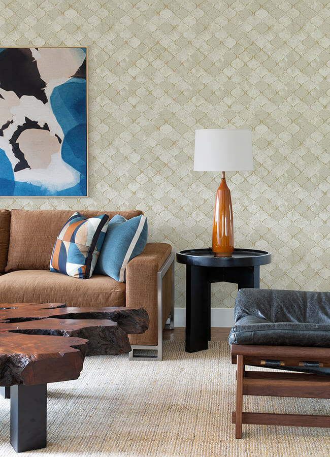 pilak-gold-ogee-tile-wallpaper-york-wallcoverings-4105-86609 - York Wallcoverings Papel pintado