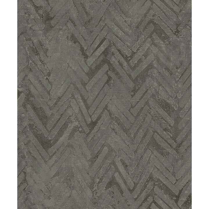 Amesemi Dark Grey Distressed Herringbone Wallpaper - York Wallcoverings - 4105-86611