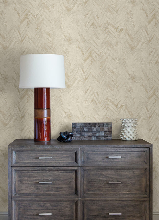 amesemi-cream-distressed-herringbone-wallpaper-york-wallcoverings-4105-86613 - York Wallcoverings Wallpaper