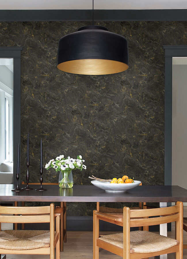 meness-black-metallic-marbling-wallpaper-york-wallcoverings-4105-86619 - York Wallcoverings Papel pintado