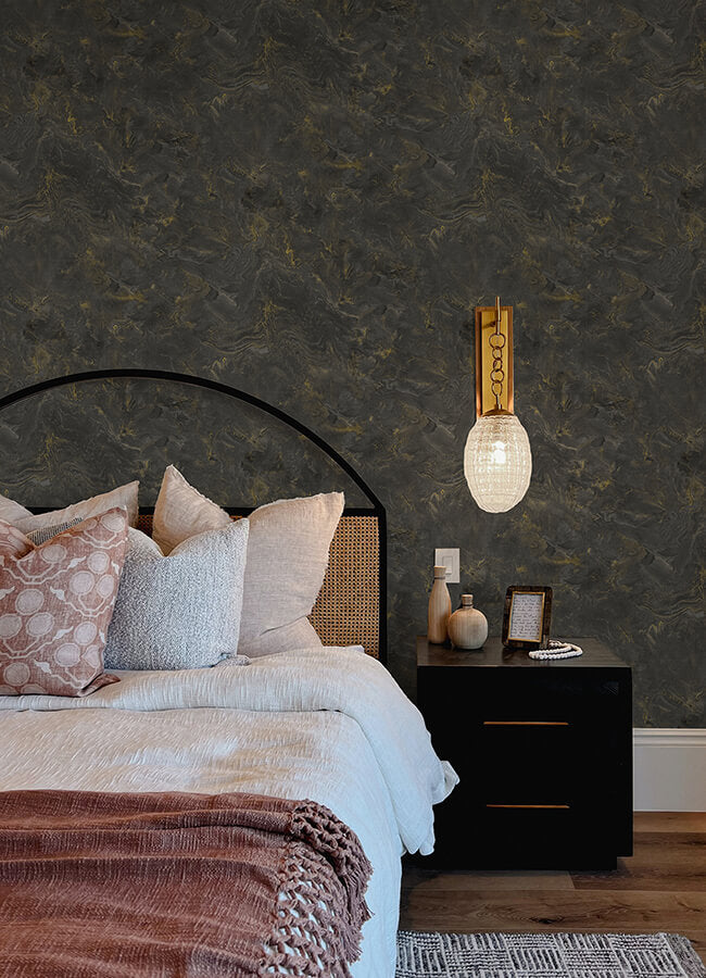 meness-black-metallic-marbling-wallpaper-york-wallcoverings-4105-86619 - York Wallcoverings Papel pintado