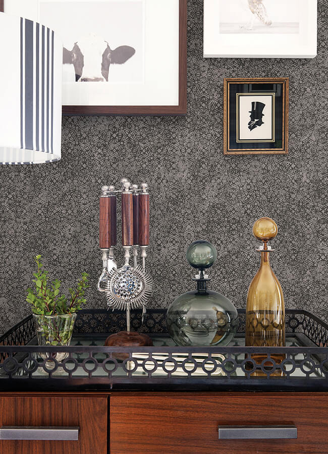 hirawa-pewter-metallic-mosaic-wallpaper-york-wallcoverings-4105-86627 - York Wallcoverings Wallpaper