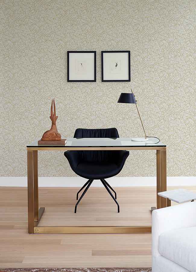 Bulan Champagne Abstract Lines Wallpaper - York Wallcoverings - 4105-86631 - York Wallcoverings Wallpaper