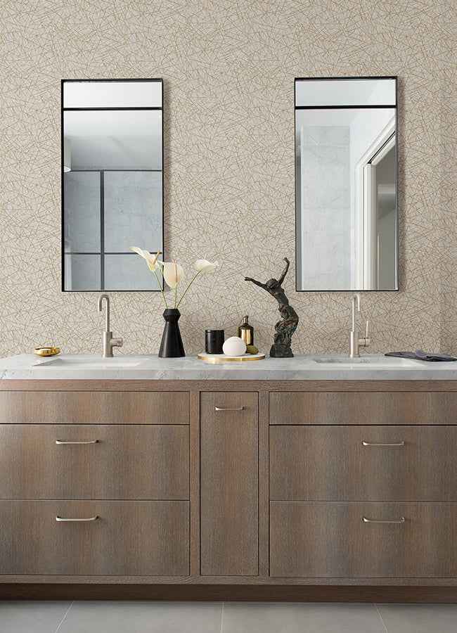 Bulan Champagne Abstract Lines Wallpaper - York Wallcoverings - 4105-86631 - York Wallcoverings Wallpaper