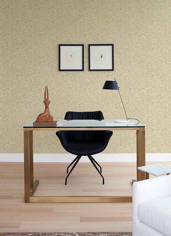 Bulan Gold Abstract Lines Wallpaper - York Wallcoverings - 4105-86632 - York Wallcoverings Wallpaper