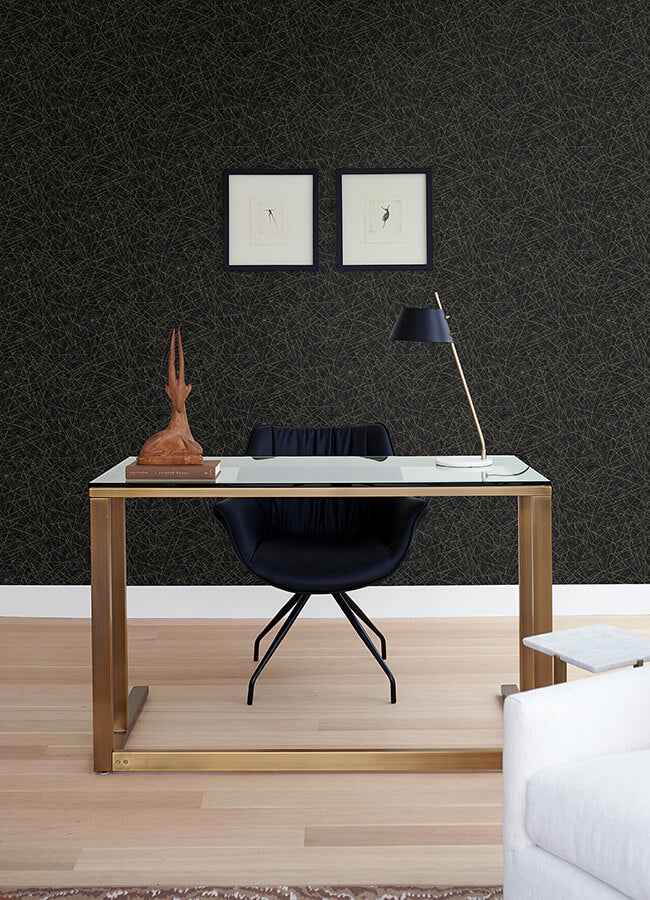 Bulan Black Abstract Lines Wallpaper - York Wallcoverings - 4105-86635 - York Wallcoverings Wallpaper