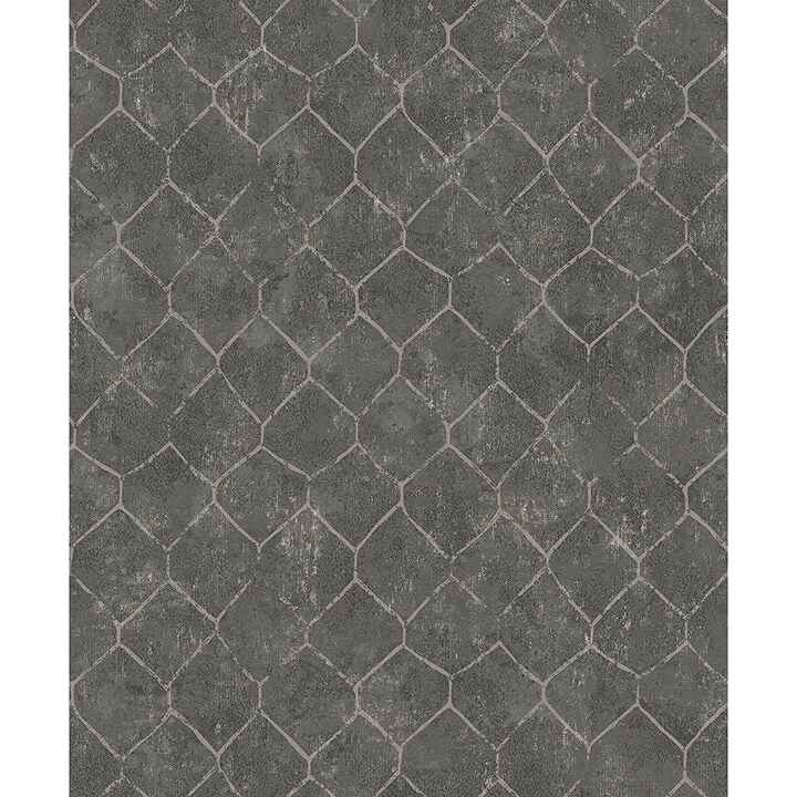 Rauta Pewter Hexagon Tile Wallpaper - York Wallcoverings - 4105-86654