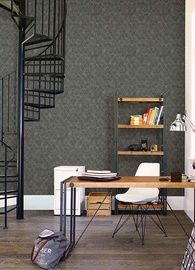 Rauta Pewter Hexagon Tile Wallpaper - York Wallcoverings - 4105-86654 - York Wallcoverings Wallpaper
