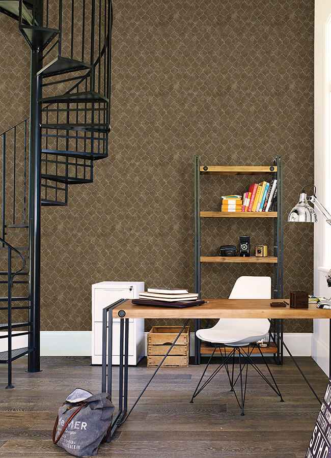 Rauta Brass Hexagon Tile Wallpaper - York Wallcoverings - 4105-86655 - York Wallcoverings Wallpaper