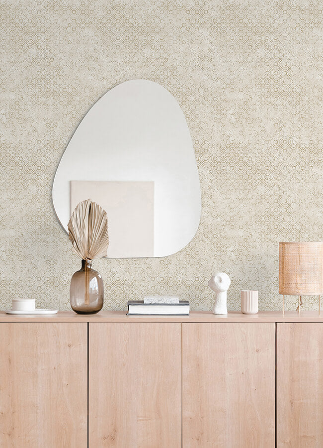 khauta-champagne-floral-geometric-wallpaper-york-wallcoverings-4105-86663 - York Wallcoverings Wallpaper