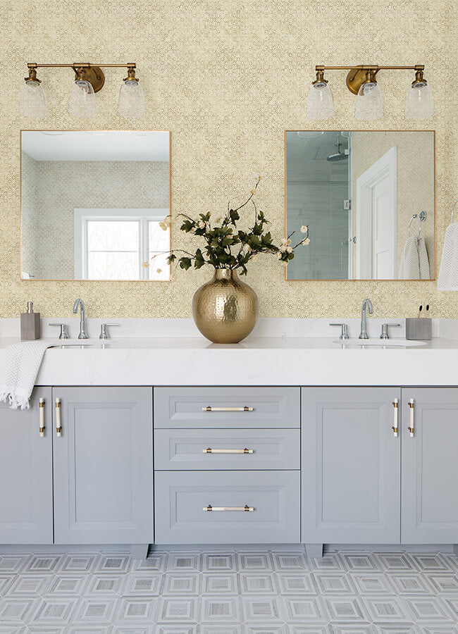 khauta-gold-floral-geometric-wallpaper-york-wallcoverings-4105-86664 - York Wallcoverings Papel pintado