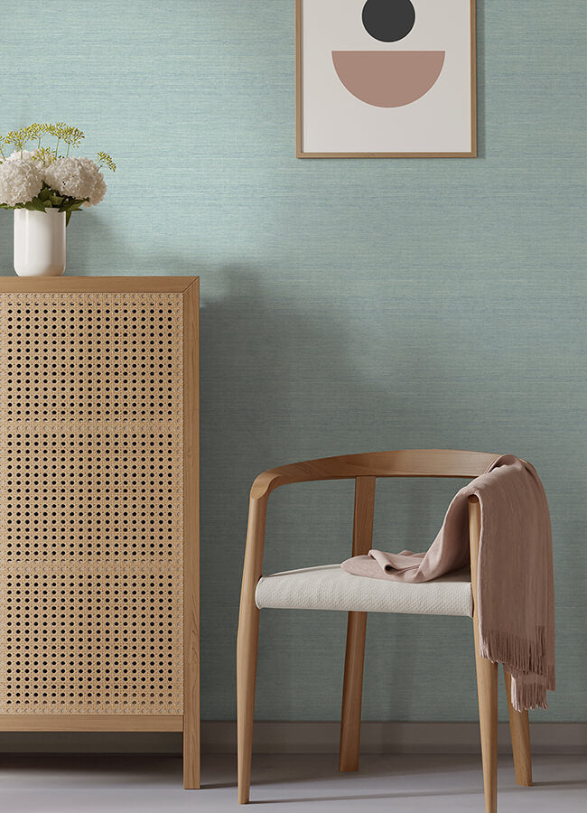 agave-aqua-faux-grasscloth-wallpaper-york-wallcoverings-4046-24282 - York Wallcoverings Papel pintado