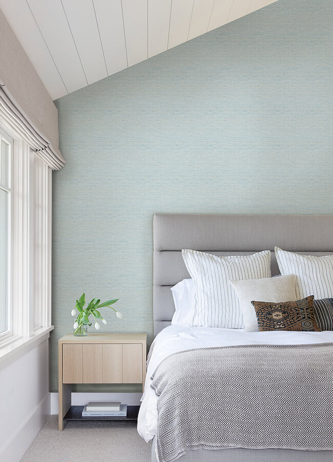 agave-sky-blue-faux-grasscloth-wallpaper-york-wallcoverings-4046-24283 - York Wallcoverings Wallpaper
