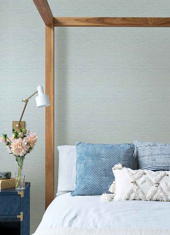 Agave Sky Blue Faux Grasscloth Wallpaper - York Wallcoverings - 4046-24283 - York Wallcoverings Wallpaper