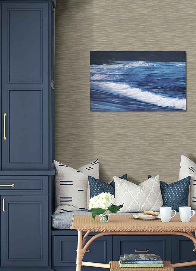 Benson Taupe Faux Fabric Wallpaper - York Wallcoverings - 4046-26155 - York Wallcoverings Wallpaper
