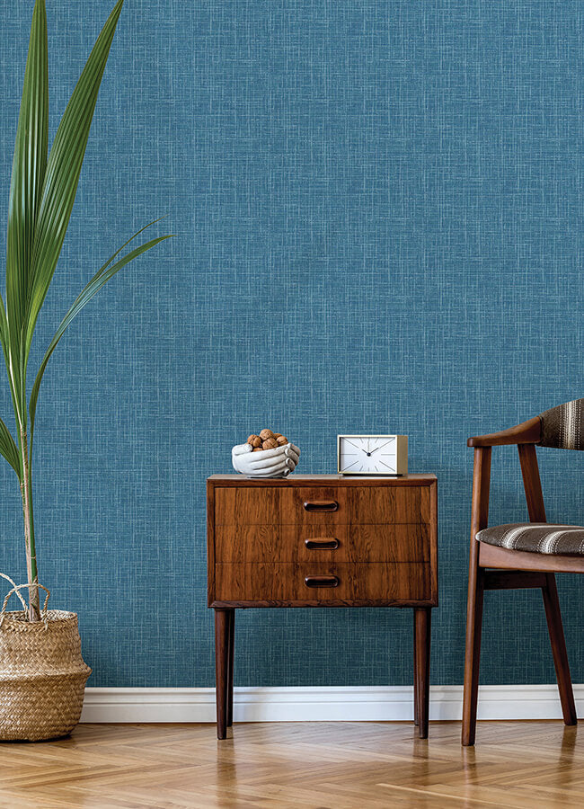 emerson-blue-linen-wallpaper-york-wallcoverings-4046-26351 - York Wallcoverings Wallpaper