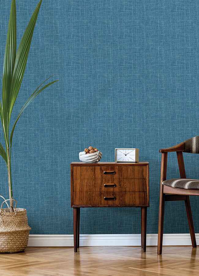 Emerson Blue Linen Wallpaper - York Wallcoverings - 4046-26351 - York Wallcoverings Wallpaper