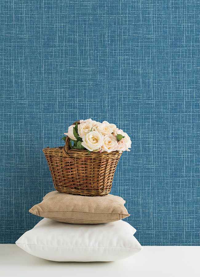 Emerson Blue Linen Wallpaper - York Wallcoverings - 4046-26351 - York Wallcoverings Wallpaper