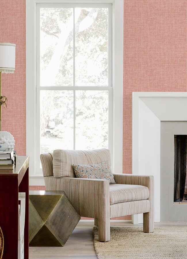 Emerson Coral Linen Wallpaper - York Wallcoverings - 4046-26355 - York Wallcoverings Wallpaper