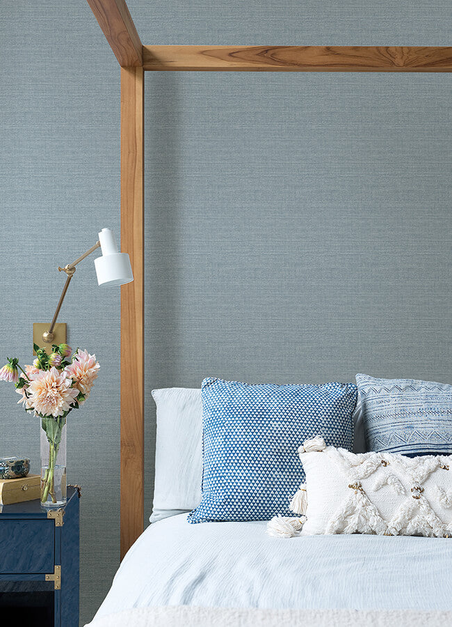 agave-slate-faux-grasscloth-wallpaper-york-wallcoverings-4046-26497 - York Wallcoverings Wallpaper
