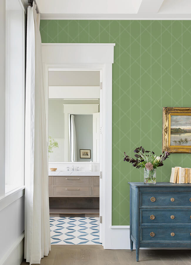 walcott-light-green-stitched-trellis-wallpaper-york-wallcoverings-4074-26605 - York Wallcoverings Wallpaper