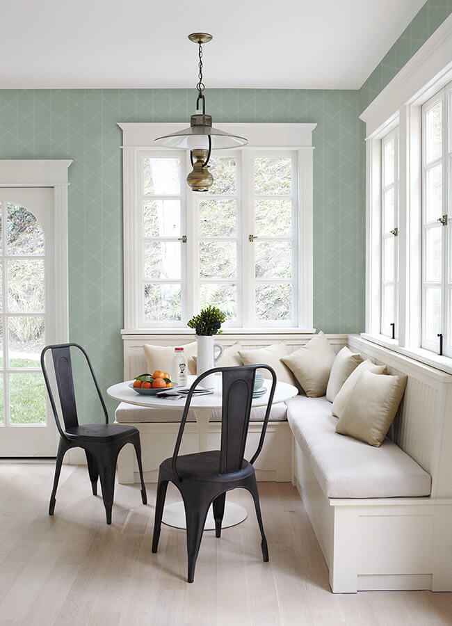 Walcott Seafoam Stitched Trellis Wallpaper - York Wallcoverings - 4074-26606 - York Wallcoverings Wallpaper