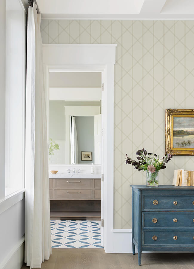 walcott-cream-stitched-trellis-wallpaper-york-wallcoverings-4074-26608 - York Wallcoverings Wallpaper