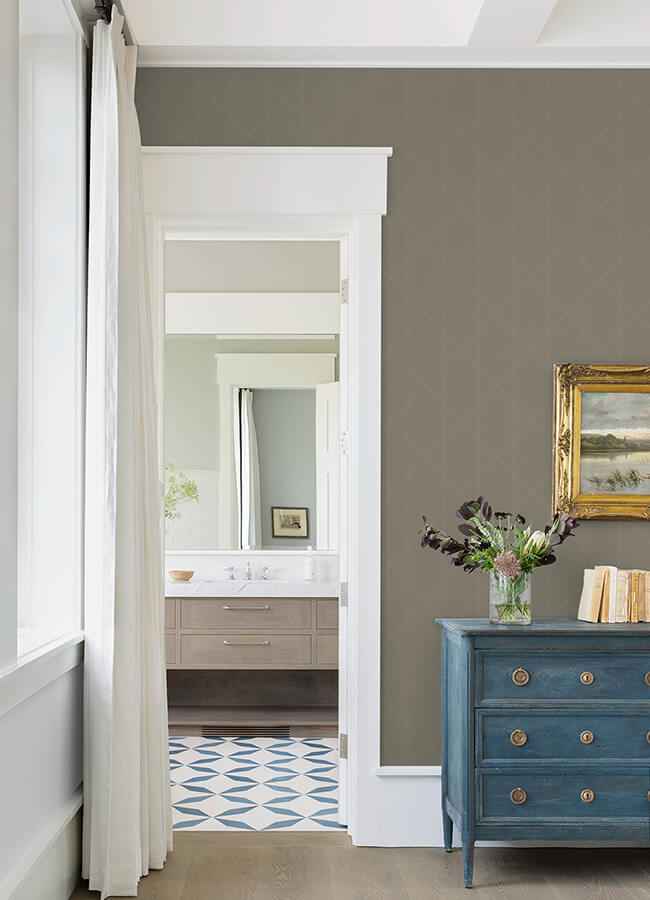 Walcott Light Grey Stitched Trellis Wallpaper - York Wallcoverings - 4074-26609 - York Wallcoverings Wallpaper