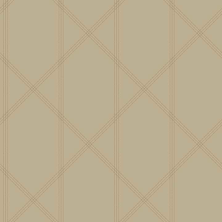 Walcott Taupe Stitched Trellis Wallpaper - York Wallcoverings - 4074-26610
