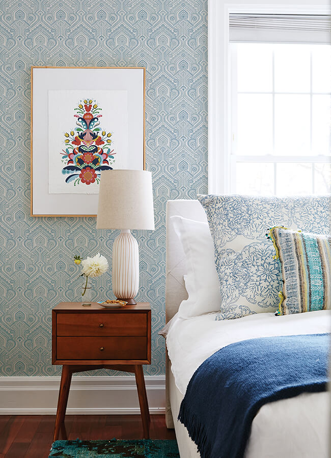fernback-blue-ornate-botanical-wallpaper-york-wallcoverings-4074-26611 - York Wallcoverings Wallpaper
