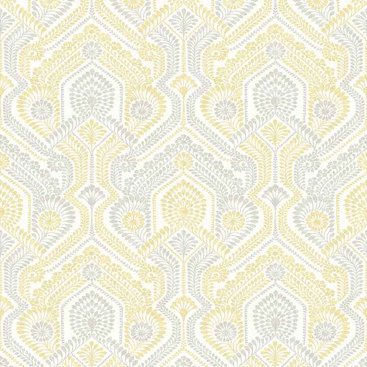Fernback Yellow Ornate Botanical Wallpaper - York Wallcoverings - 4074-26615