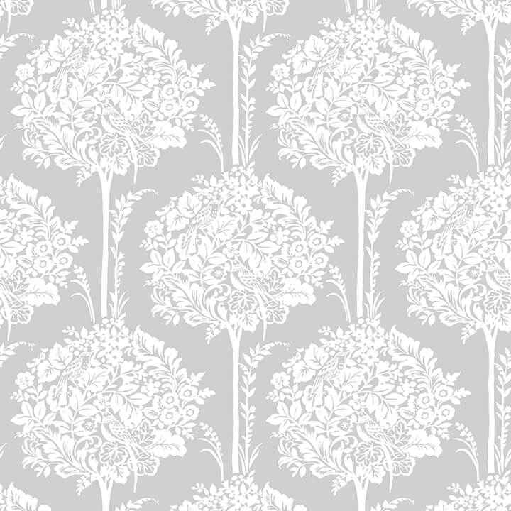 Zaria Grey Topiary Wallpaper - York Wallcoverings - 4074-26625 - York Wallcoverings Wallpaper