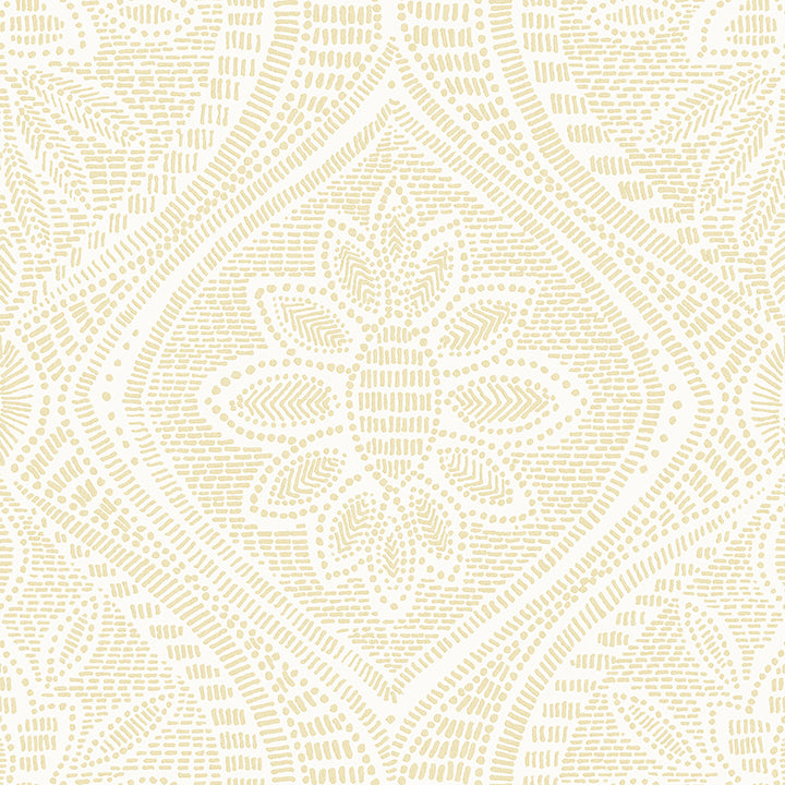 scout-light-yellow-floral-ogee-wallpaper-york-wallcoverings-4074-26638 - York Wallcoverings Wallpaper