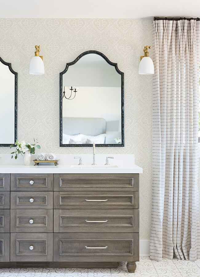 Scout Light Grey Floral Ogee Wallpaper - York Wallcoverings - 4074-26639 - York Wallcoverings Wallpaper