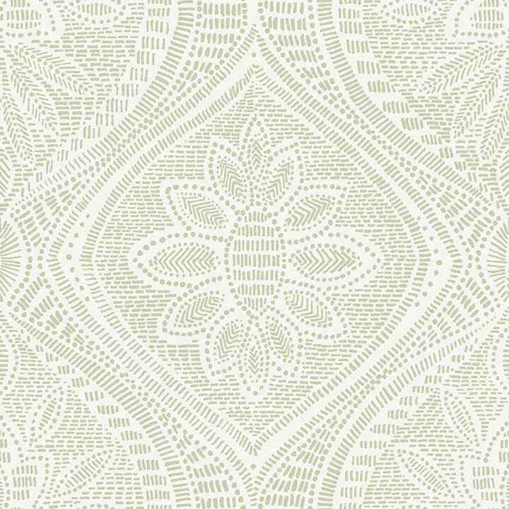 Scout Moss Floral Ogee Wallpaper - York Wallcoverings - 4074-26643