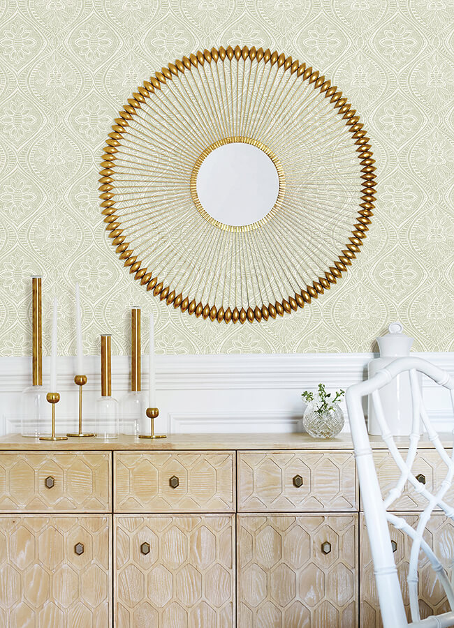 scout-moss-floral-ogee-wallpaper-york-wallcoverings-4074-26643 - York Wallcoverings Wallpaper