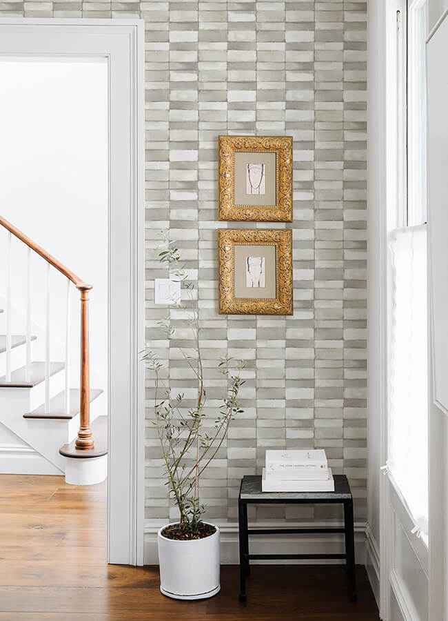 Braden Silver Tile Wallpaper - York Wallcoverings - 4074-26645 - York Wallcoverings Wallpaper