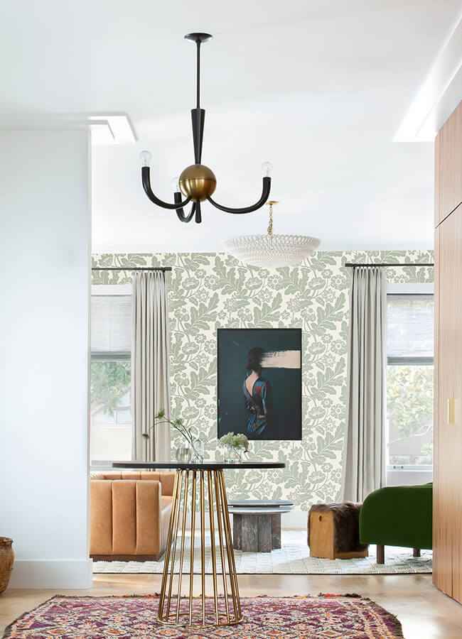 Augusta Silver Flock Damask Wallpaper - York Wallcoverings - 4074-87378 - York Wallcoverings Wallpaper